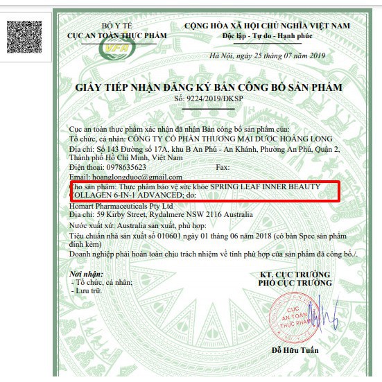 Viên Uống Collagen SpringLeaf 6 in 1 Inner Beauty  của Úc hộp 90 viên, 180 viên