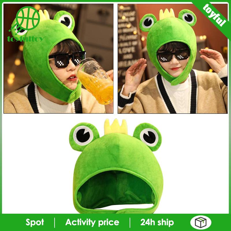 Mũ Trùm Đầu Kèm Khăn Choàng Lông Hình Chú Ếch Đội Vương Miện Hóa Trang Dự Tiệc