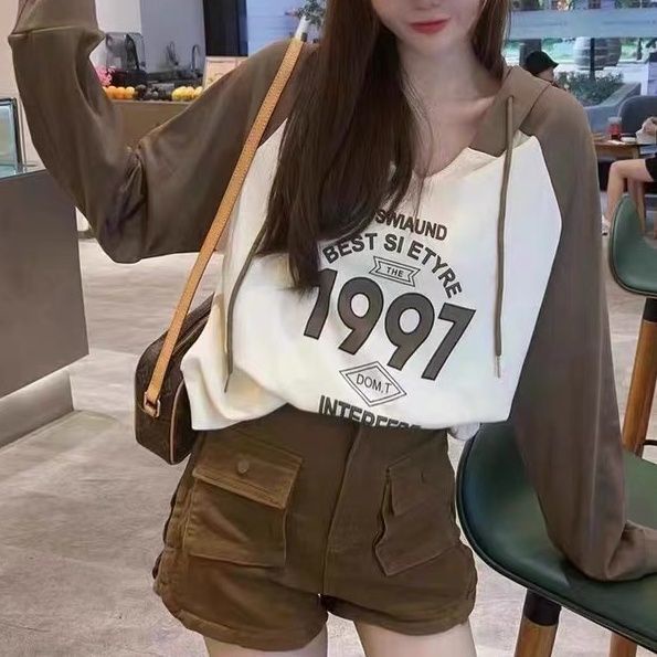 COZOK Áo Hoodie Tay Dài In Chữ Thời Trang