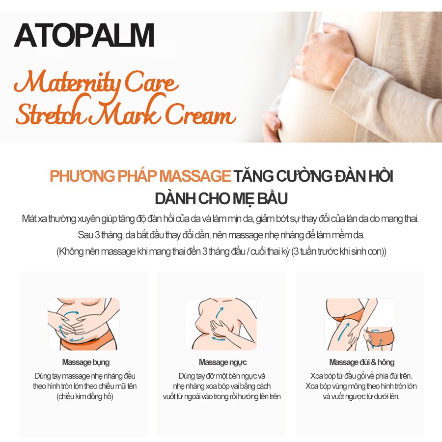 Kem Dưỡng Hạn Chế Rạn Da Cho Mẹ Bầu ATOPALM MATERNITY CARE STRETCH MARK CREAM_Mỹ phẩm Hàn Quốc chính hãng