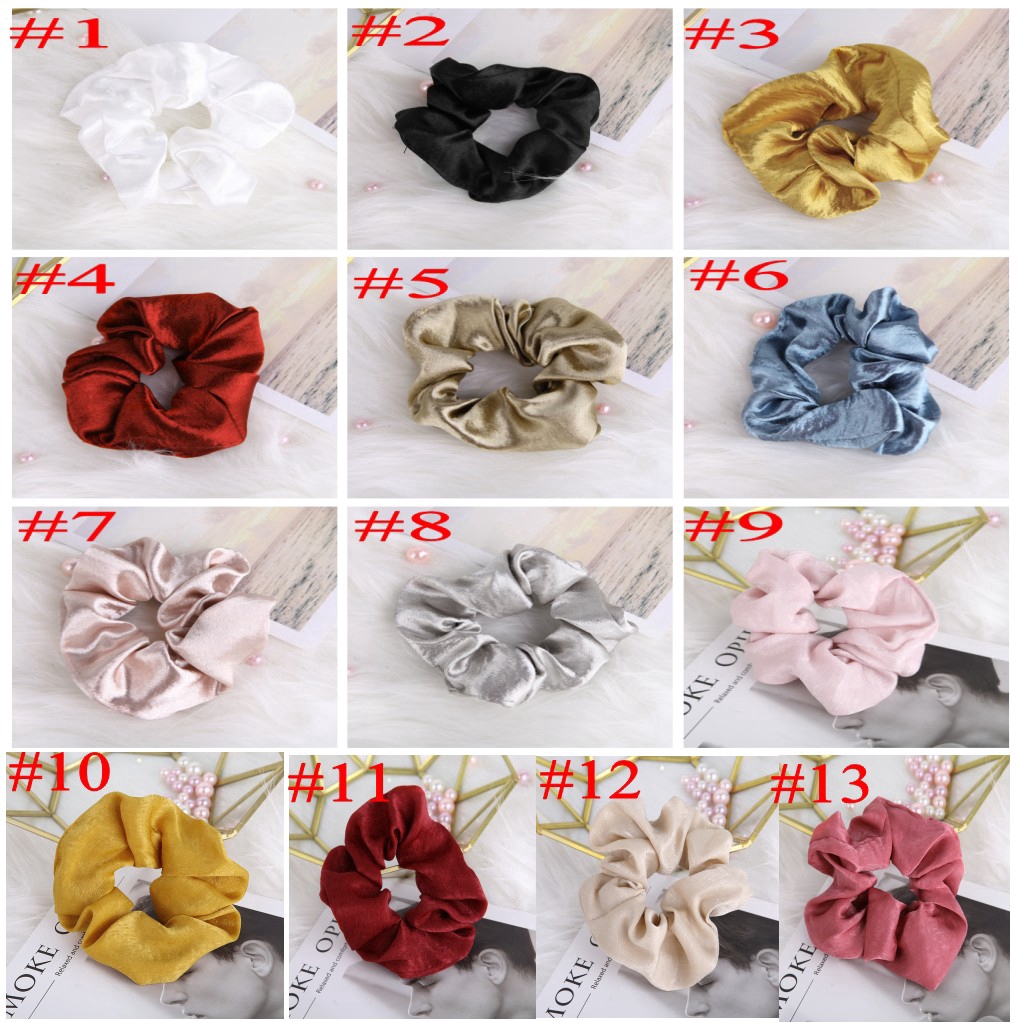 Dây buộc tóc chất liệu vải satin màu trơn kiểu dáng đơn giản cho nữ