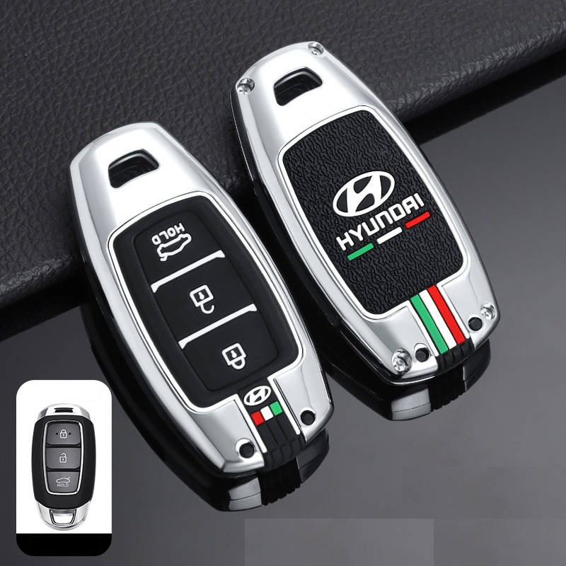 ✨Mới✨ Ốp Chìa Khóa Xe Hyundai Santafe (19-20), Accent (18-20), Kona,  Hợp Kim Kẽm Mẫu Cờ Ý 3 Nút