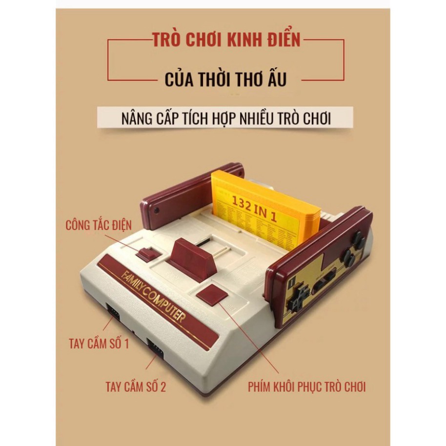 GIÁ HỜI Máy chơi game điện tử 4 nút Family Computer có 500 trò chơi không trùng lặp trong máy + băng 132 trò chơi GIÁ HỜ