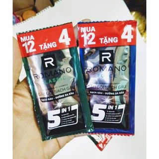 Set 16 gói dầu gội đầu Romano 5in1 5g (Gói rời)