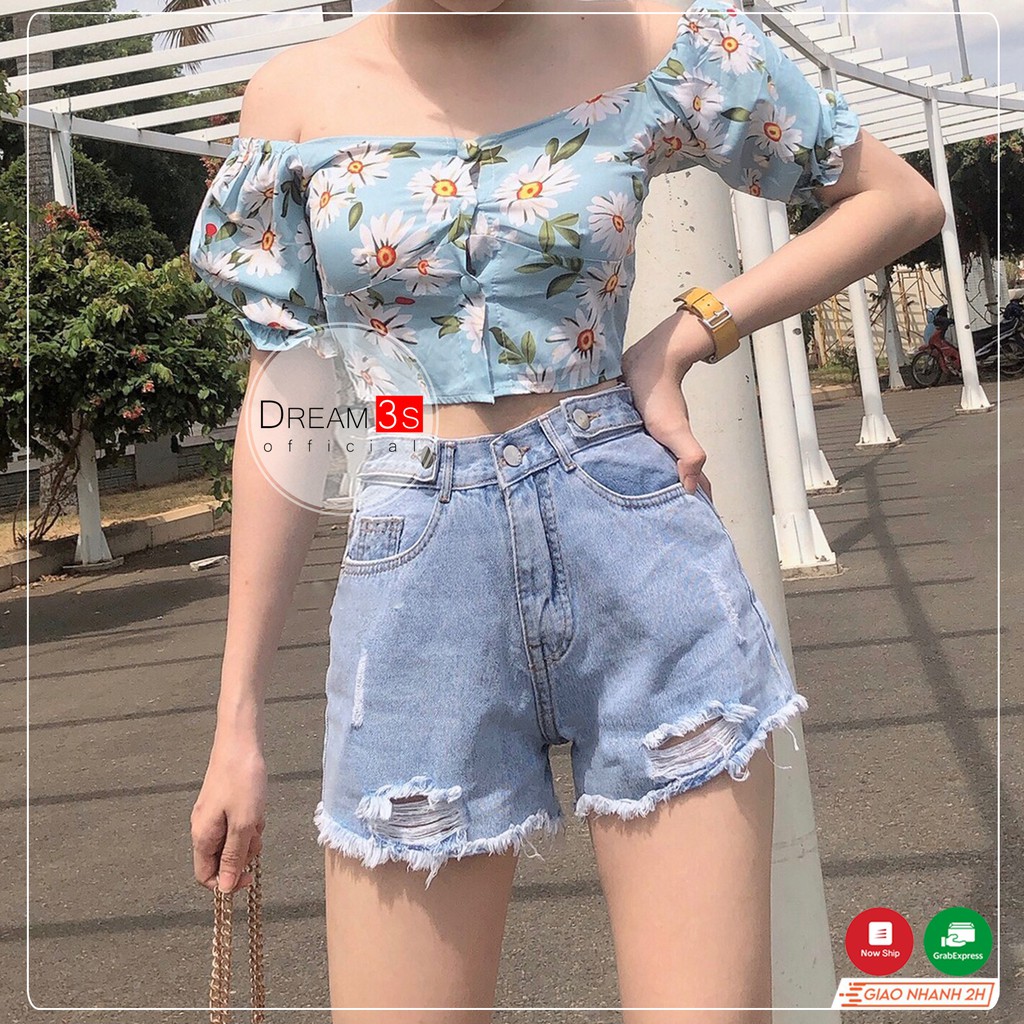 Quần Short Jeans Nữ Rách Nhẹ 2 Bên Cá Tính | Ảnh Thật | Quần Đùi jean Nữ OZ475