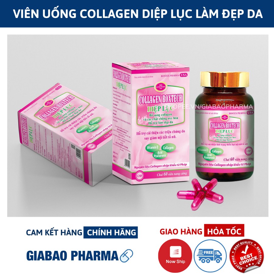 Viên uống COLLAGEN DIỆP LỤC bổ sung biotin  hỗ trợ làm đẹp da, trắng sáng da