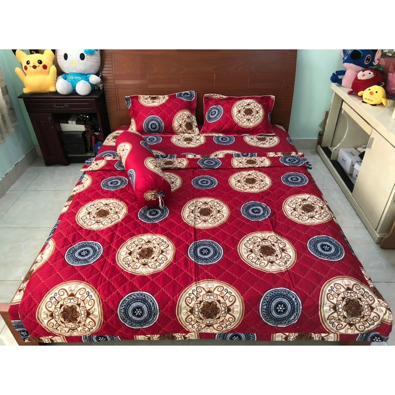 Set chăn drap gối 5 món Cotton Poly hoa văn nhiều mẫu 1m6x2mx10cm /1m8x2mx10cm