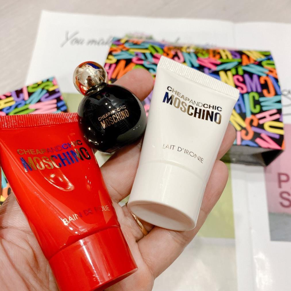 Set Nước hoa Moschino Cheap &amp; Chic I Love Love (Lotion - Sữa Tắm - Nước Hoa Minisize