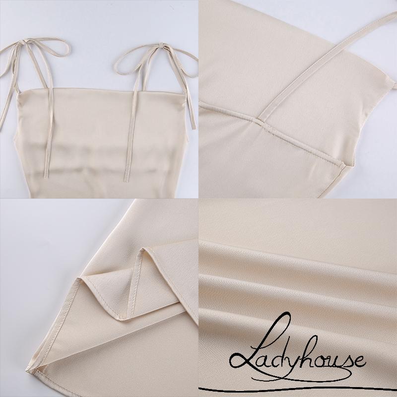 Đầm ngủ một mảnh cổ hai dây màu trơn phong cách gợi cảm cho nữ