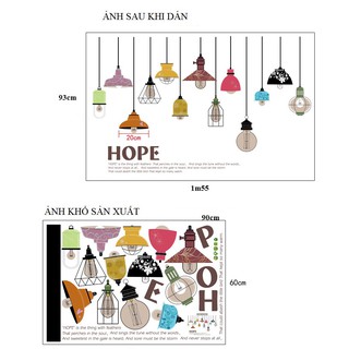 Decal dán tường Đèn nhiều màu hope