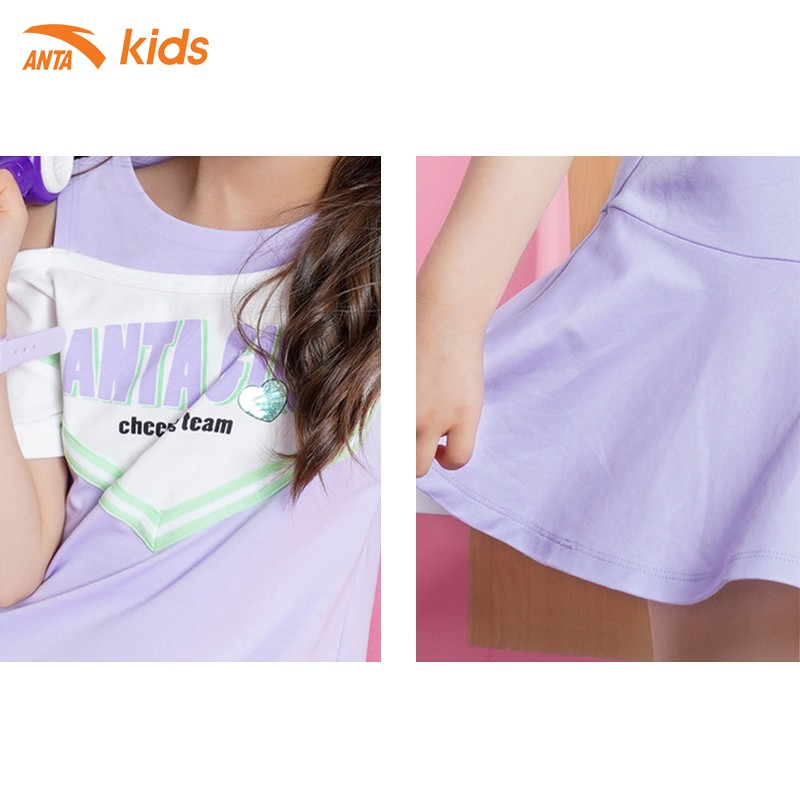 Váy liền bé gái tím pastel nhẹ nhàng thương hiệu Anta Kids W362129799-2