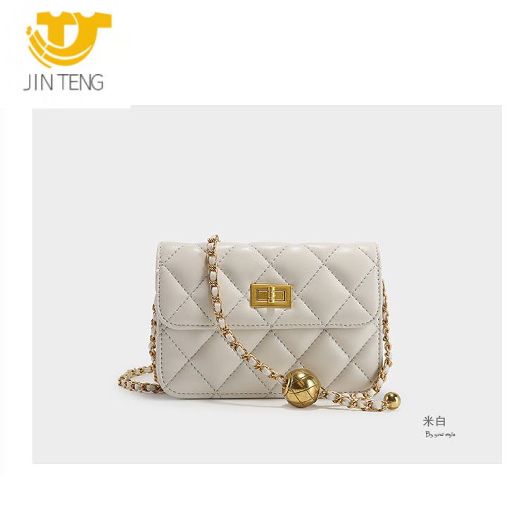 Jin TENG Niche Túi Xách Đeo Chéo Hình Vuông Nhỏ Đính Hạt Kim Cương Có Dây Xích Sắt Cao Cấp Dễ Phối Đồ Đựng Điện Thoại Di