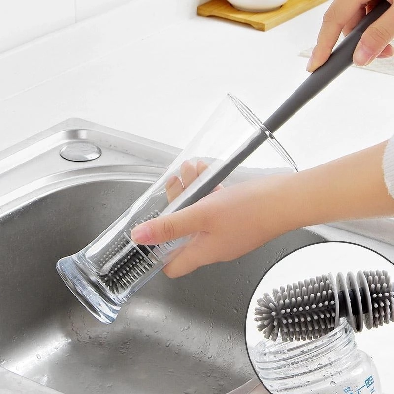 Bàn Chải Silicone Cán Dài Vệ Sinh Ly Cốc Tiện Dụng