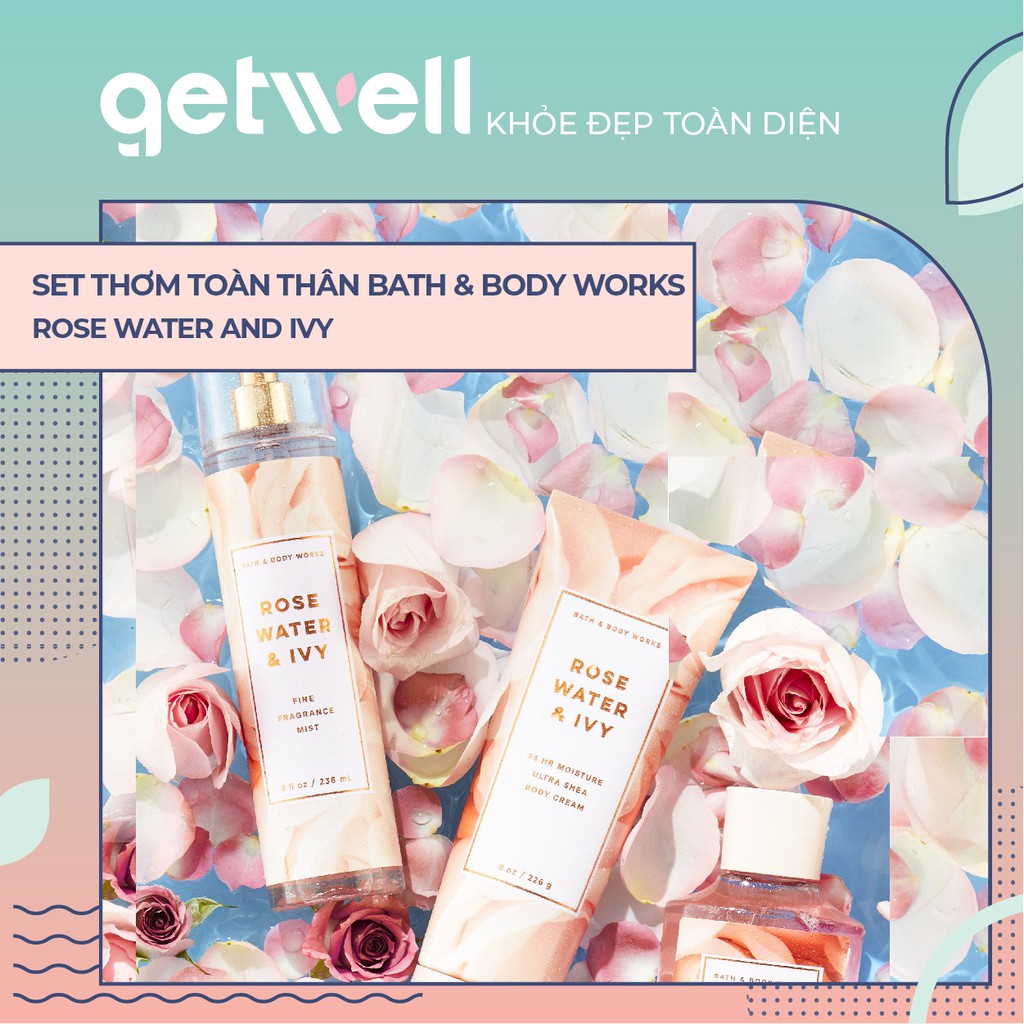 ROSE WATER & IVY | Sản Phẩm Tắm, Dưỡng, Xịt Thơm Toàn Thân Nến thơm phòng Bath & Body Works