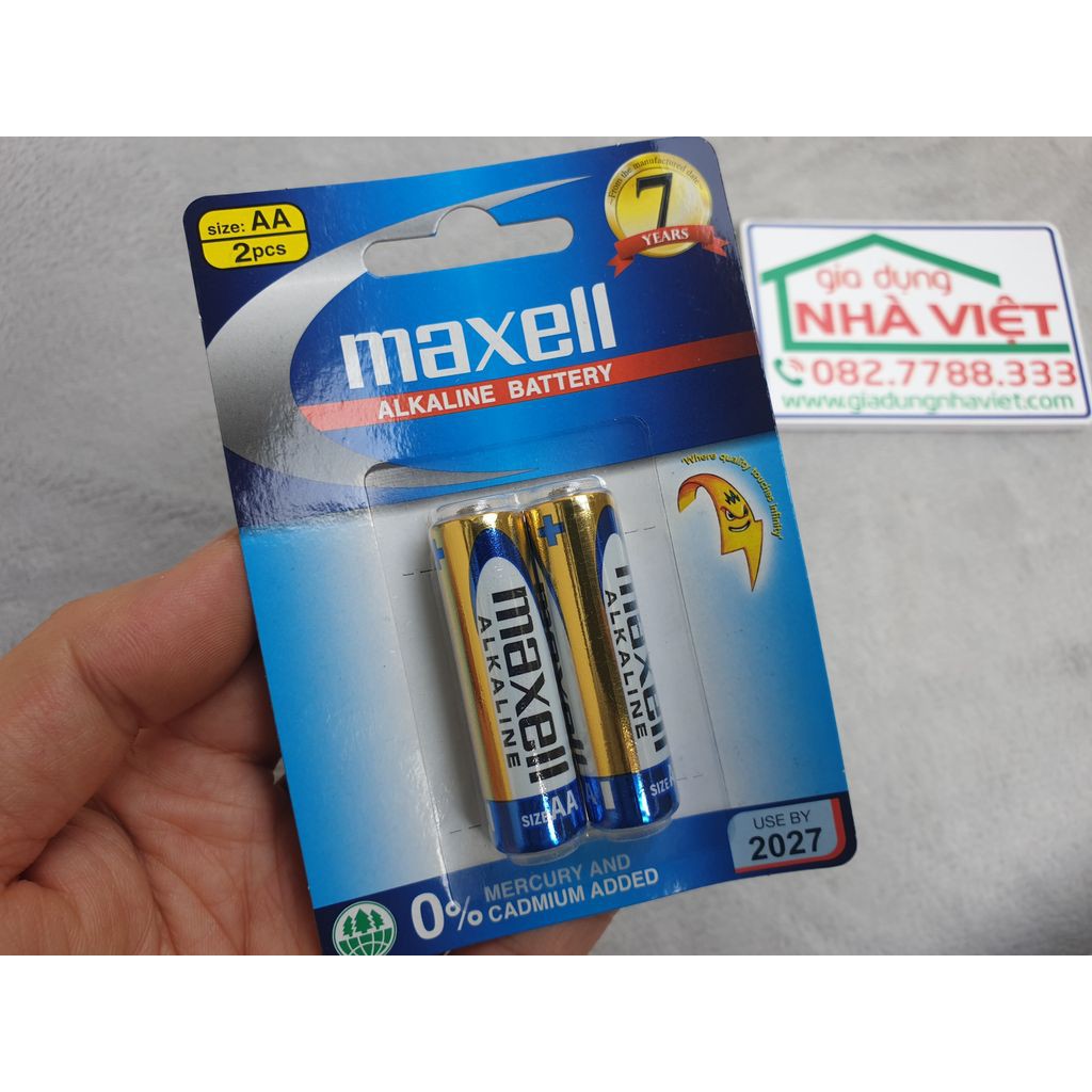 Vỉ 2 pin tiểu AA Maxell alkaline LR6 1.5V