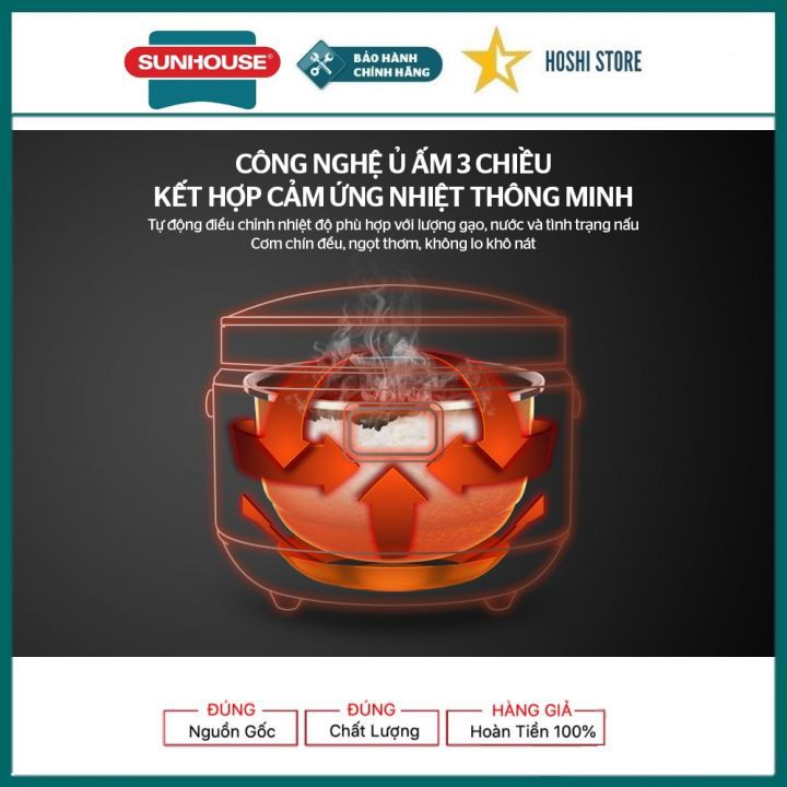 NỒI CƠM ĐIỆN TỬ 1.8L SUNHOUSE MAMA SHD8915, ruột nồi siêu dày siêu bền, đa chức năng nấu, chế độ hẹn giờ thông minh