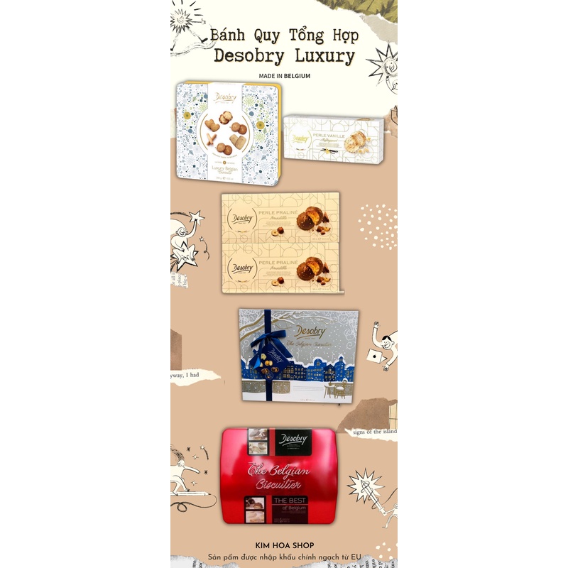 Bánh Quy tổng hợp Cao Cấp thương hiệu DESOBRY Bỉ sang xịn mịn thích hợp làm quà biếu lễ tết - MADE IN BELGIUM