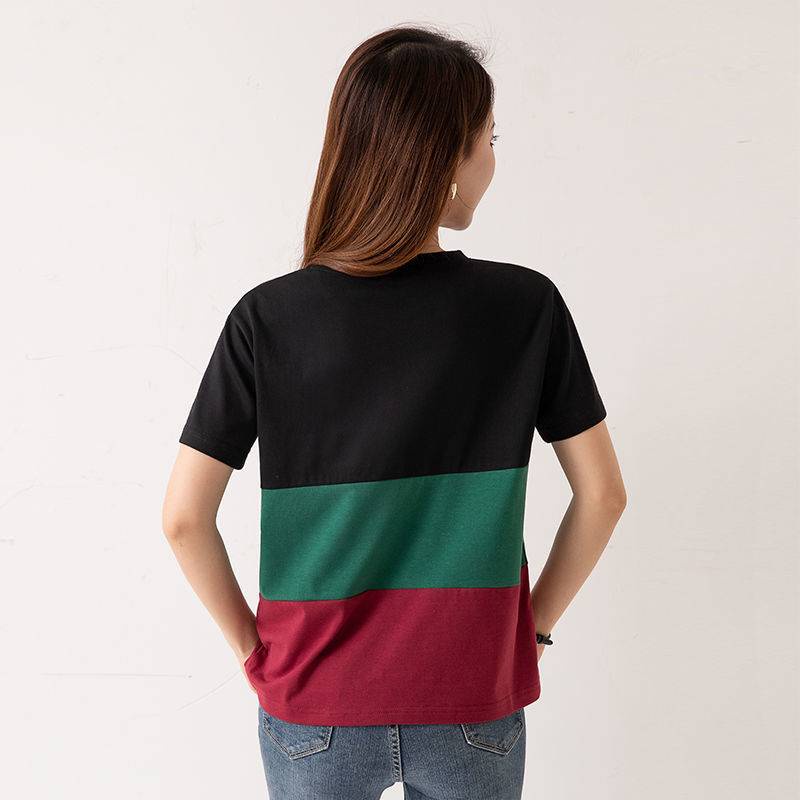 Áo Thun Cotton Cổ Tròn Tay Ngắn Dáng Rộng Màu Sắc Đơn Giản Dành Cho Nữ