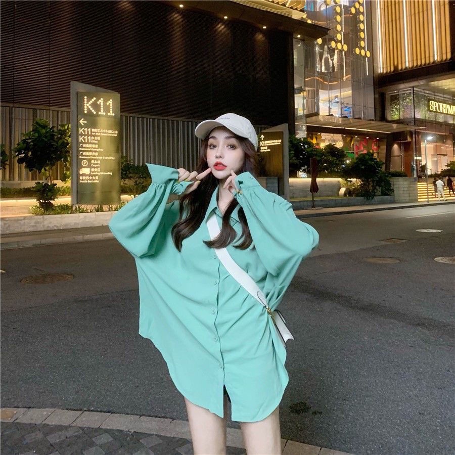 Áo Sơ Mi Tay Dài Dáng Rộng Nhiều Màu Sắc Phong Cách Retro Hàn Quốc 2020 Cho Nữ