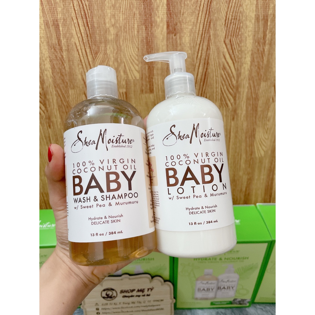 [Mã 253FMCGSALE giảm 100k đơn 500k] Sữa tắm gội Shea Moisture Baby Wash &amp; Shampoo 2-in-1 cho bé từ 0M+ 384ml (Mỹ)