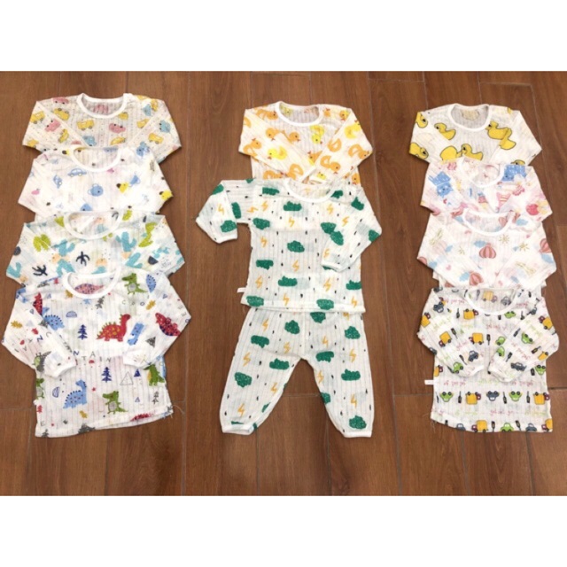 Combo 4 bộ cotton giấy dài tay cho bé