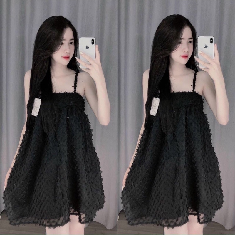 Đầm 2 dây cục bông babydoll siêu cưng