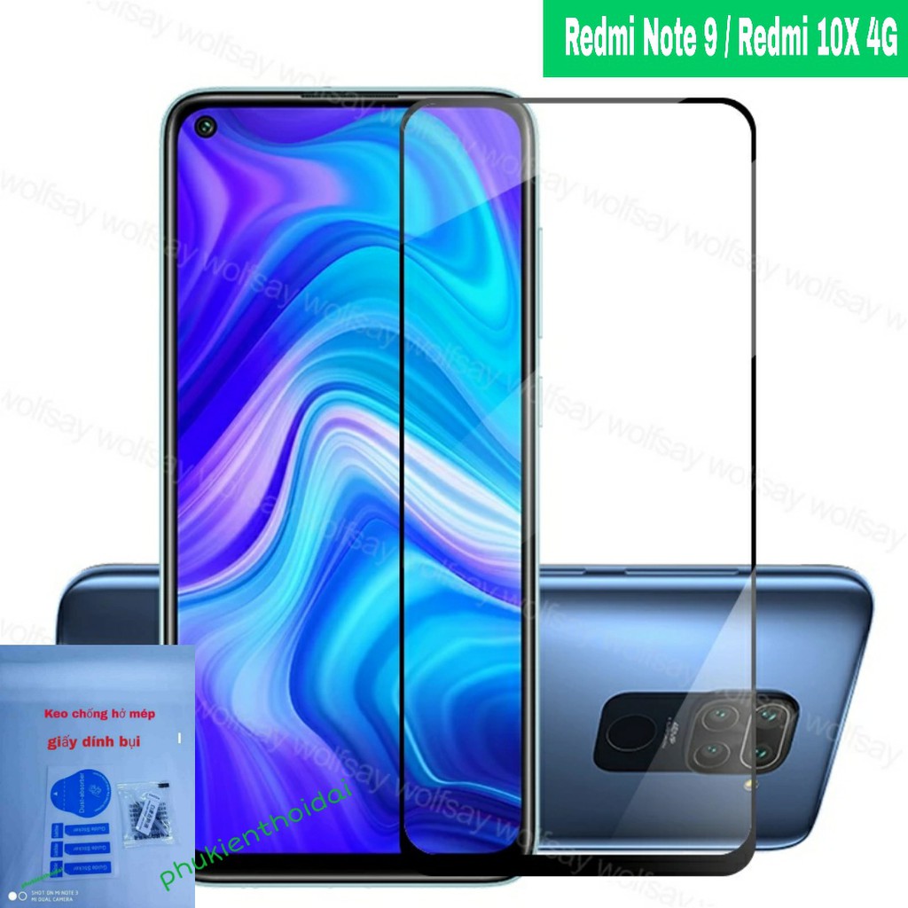 ( Viền Mỏng ) Cường lực Redmi Note 9 / Redmi 10X 4G FREESHIP Từ 50k Full màn Full keo cao cấp 1