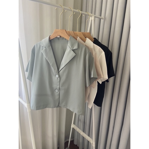 Áo blazer vest nữ ngắn tay form suông vải mịn Hàn Quốc