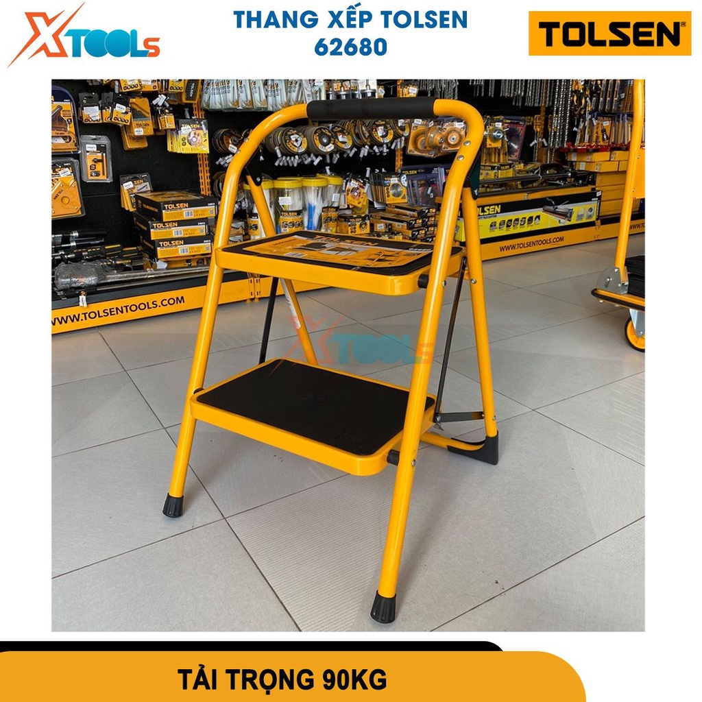 Thang nhôm xếp Tolsen, thang ghế xếp gọn chất liệu thang hợp kim thép cao cấp, tải trọng 90kg-150kg [CHÍNH HÃNG][XTOOLS]