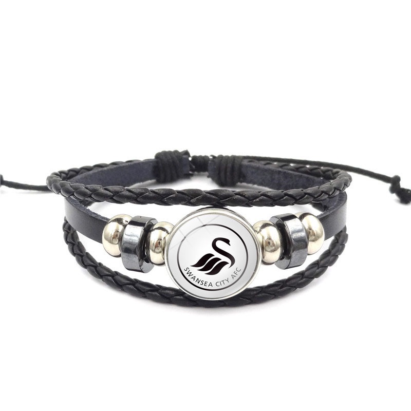 Vòng Tay Dây Da Bện Mặt Biểu Tượng MUN Chelsea Liverpool Ngoại Hạng Anh Thời Trang Mới Unisex