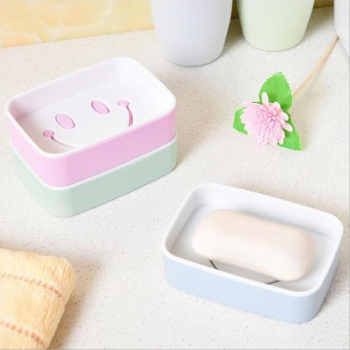 [Loại tốt] Khay để xà bông hai lớp hình mặt cười - K005