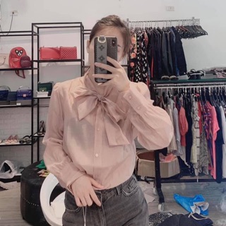 Áo sơ mi cổ nơ zara