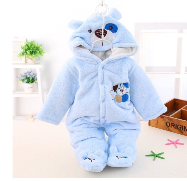 Bộ body liền lông gấu cho bé trai và bé gái