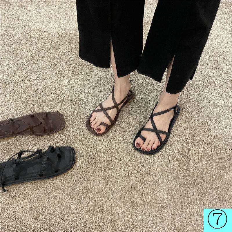 Sandal Roman Mùa Hè 2022 Đế Phẳng Thắt Dây Phong Cách Mới Dễ Phối Đồ Cho Nữ