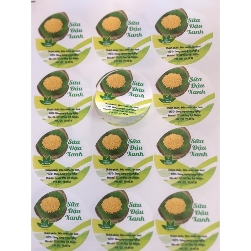 100 tem decal tròn 4cm in theo yêu cầu