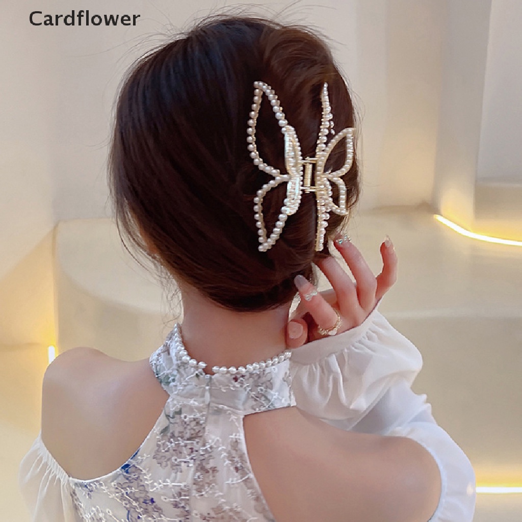 Kẹp Tóc Hình Bướm Đính Đá Và Ngọc Trai Thanh Lịch Cho Nữ