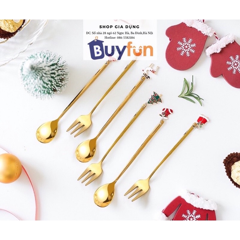 HOT Bộ Thìa, dĩa Giáng sinh quà tặng Noel - đáng yêu