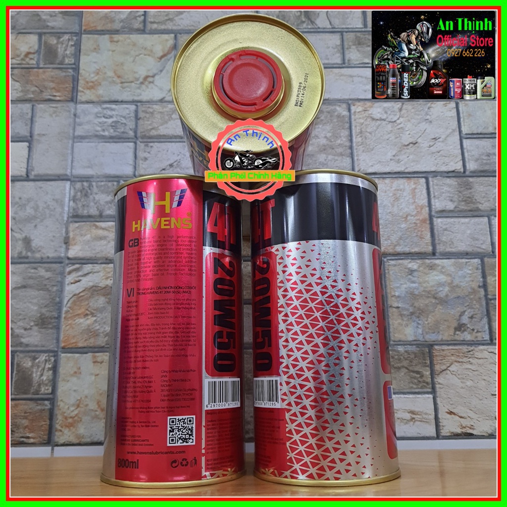 Nhớt Xe Số Công Nghệ Tổng hợp HAVENS Super 4T 20W50 0.8L Nhập Khẩu Chính Hãng Từ Các Tiểu Vương Quốc Ả Rập Thống