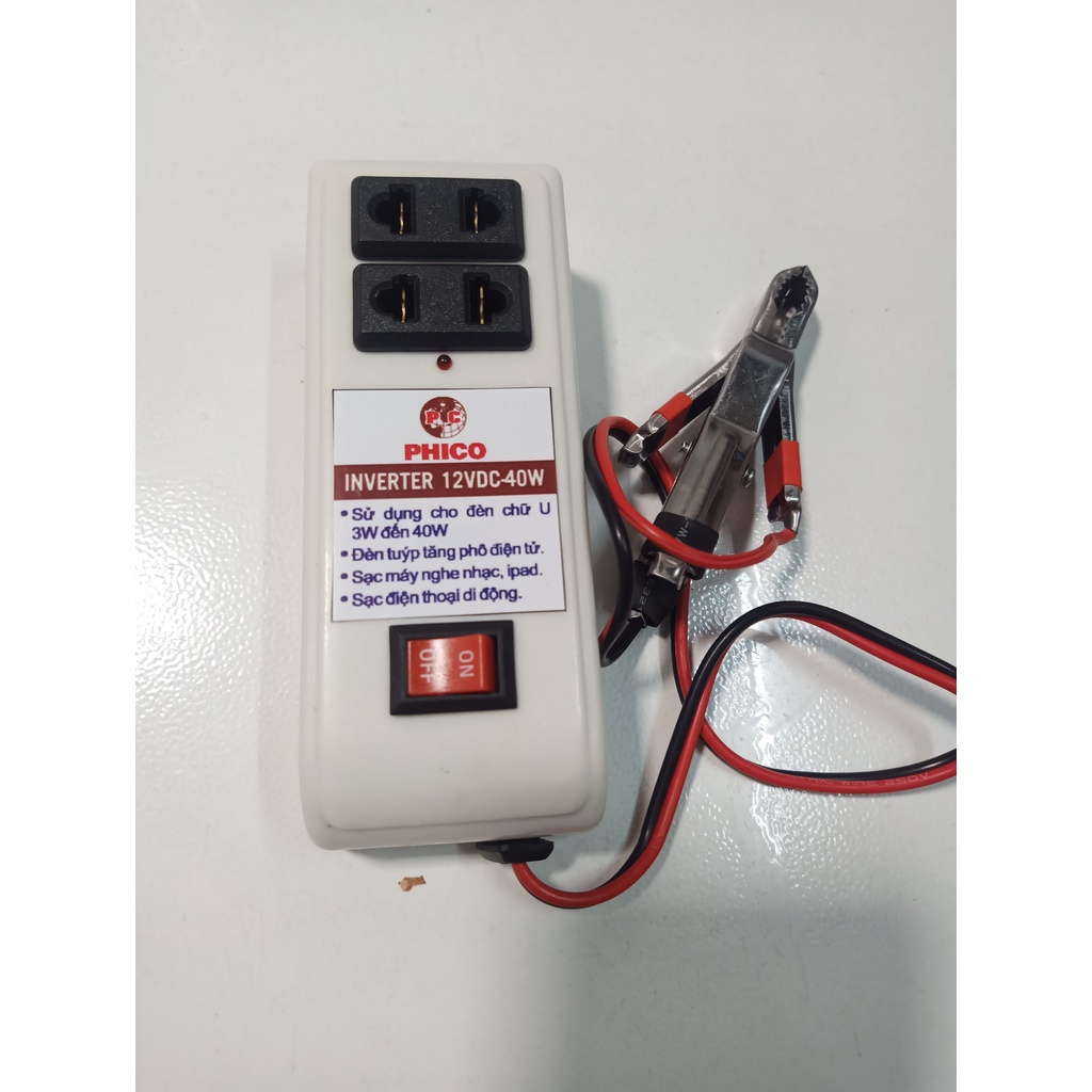 Bộ chuyển đổi nguồn 12v sang 220v chuyển điện bình lên dùng chạy đèn led...
