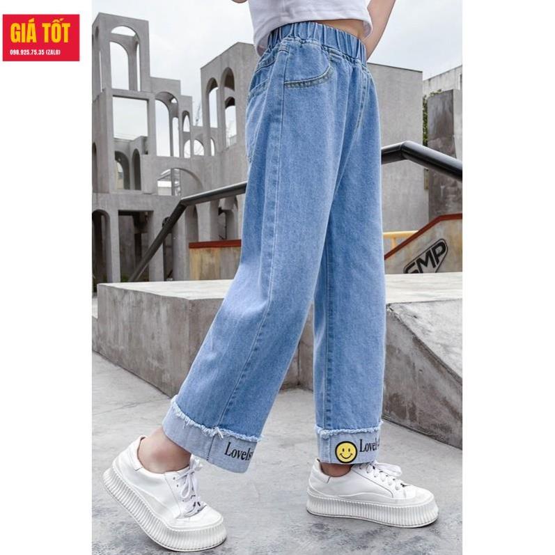 Quần jean ống rộng cho bé gái (3 - 12 tuổi☑️ Thời trang bé gái mập 35kg, 40kg, 45kg