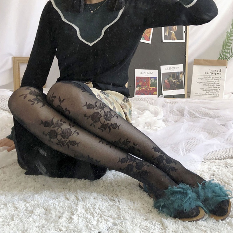 Youyo Quần Tất Xuyên Thấu Họa Tiết Hoa Hồng Thời Trang Gợi Cảm Cho Nữ