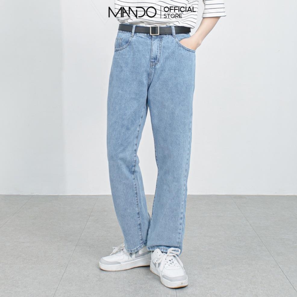 Quần Jean Thô Cao Cấp Dáng Suông Nam MANDO Ống Rộng 2 Màu Đen Xanh Basic Unisex Trẻ Trung Thời Trang Hàn Quốc QJN066 ! t
