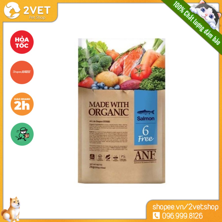 [Đồ Ăn Cho Chó] Thực Phẩm TY ANF 6 Free Organic Salmon 400g - Vị Cá Hồi - Thức Ăn Hạt Hữu Cơ Cho Chó