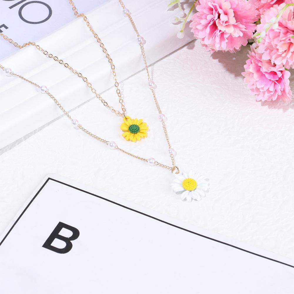 Vòng cổ Hai Lớp Trang Trí Hoa Cúc Phong Cách Bohemian Dành Cho Nữ