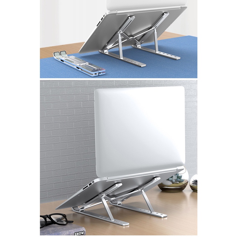 Giá đỡ tản nhiệt laptop kệ đỡ macbook, ipad máy tính có thể gấp gọn tiện dụng, dễ dàng mang đi theo người tặng túi đựng