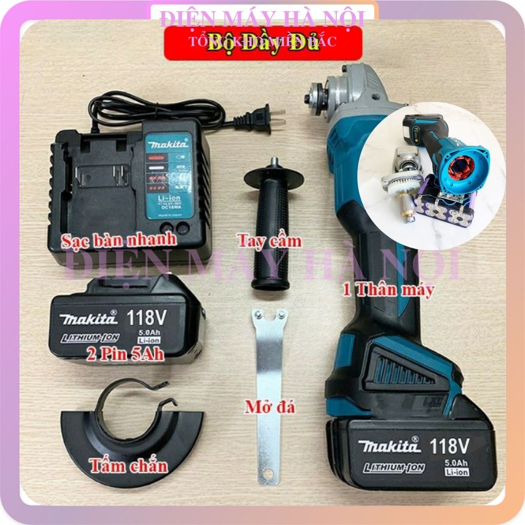 Máy Cầm Tay cắt sắt gỗ gạch mài góc mini giá rẻ bằng Pin MAKITA 118V total Dây Đồng 100% Không Chổi Than