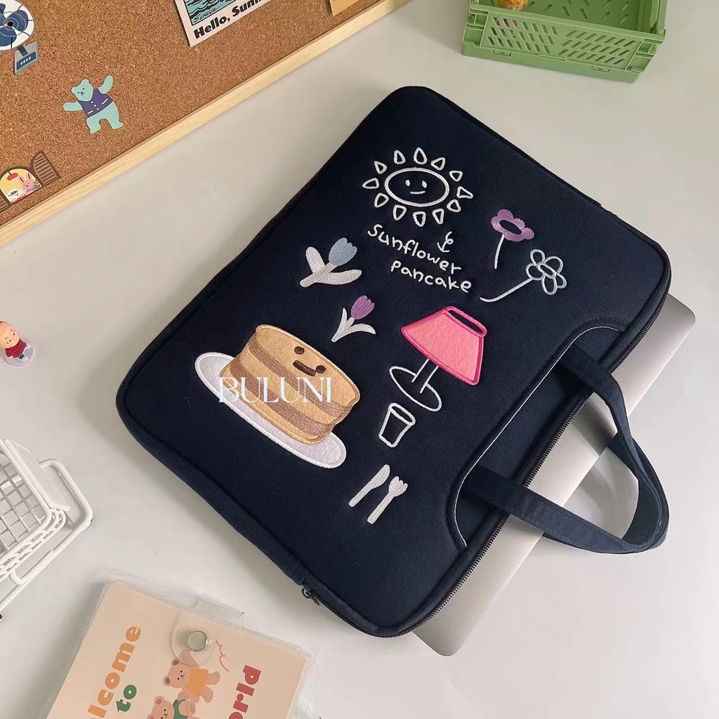 Túi đựng laptop 13.3 14.1 15 16.1 inch thêu hình mèo lười xinh xắn