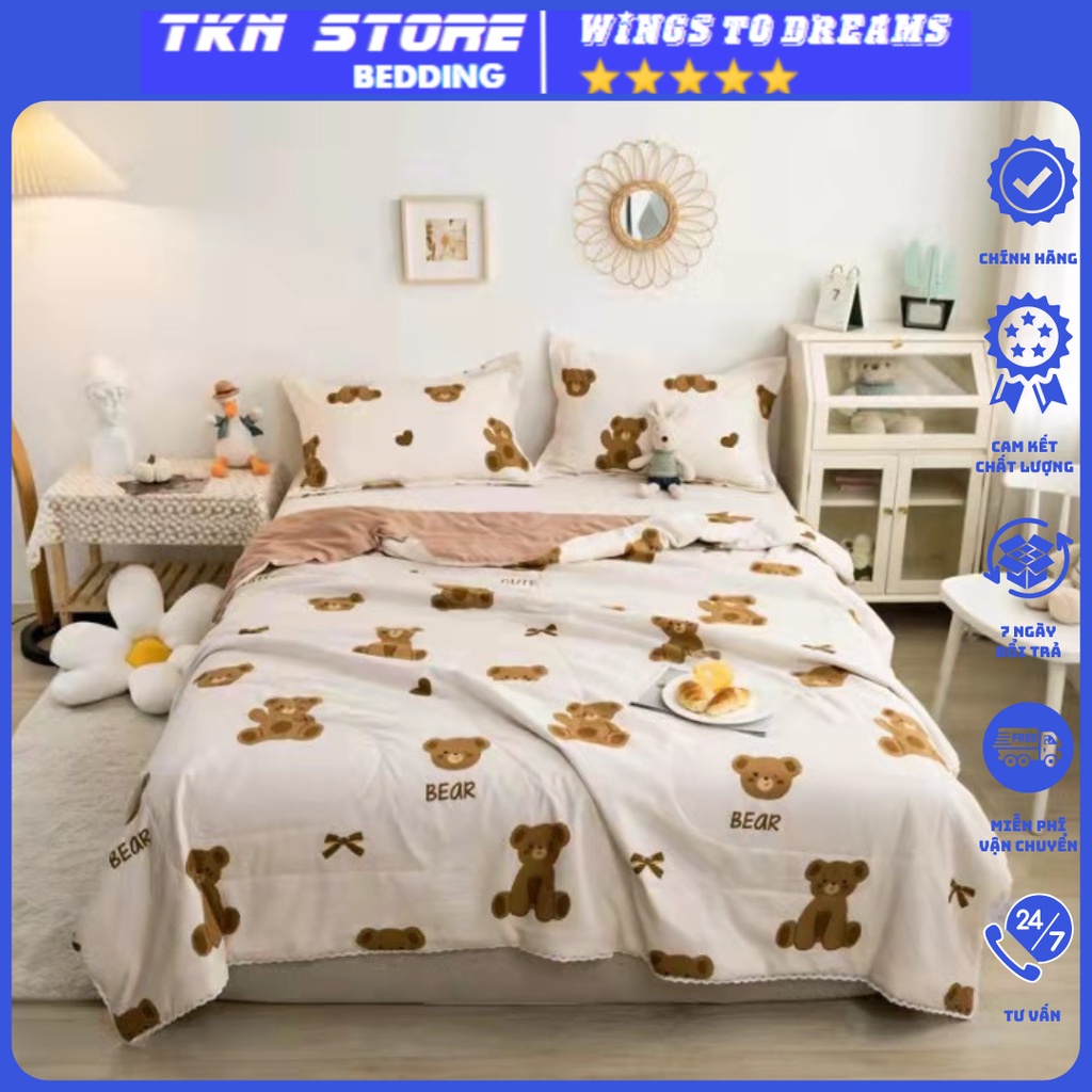 Chăn Cotton Đũi Hè Thu - Mền hè viền ren mềm mịn mát kích thước 2m x 2m2