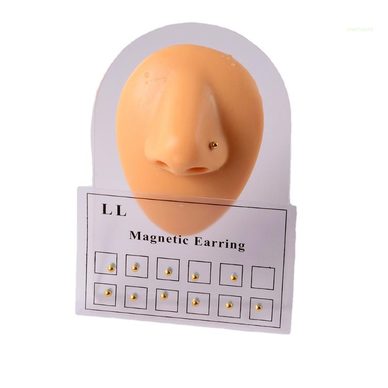 Set 12 Khuyên Mũi / Môi / Tai / Mũi / Môi Hình Quả Bóng Nam Châm Không Cần Xỏ Lỗ Mới Lạ