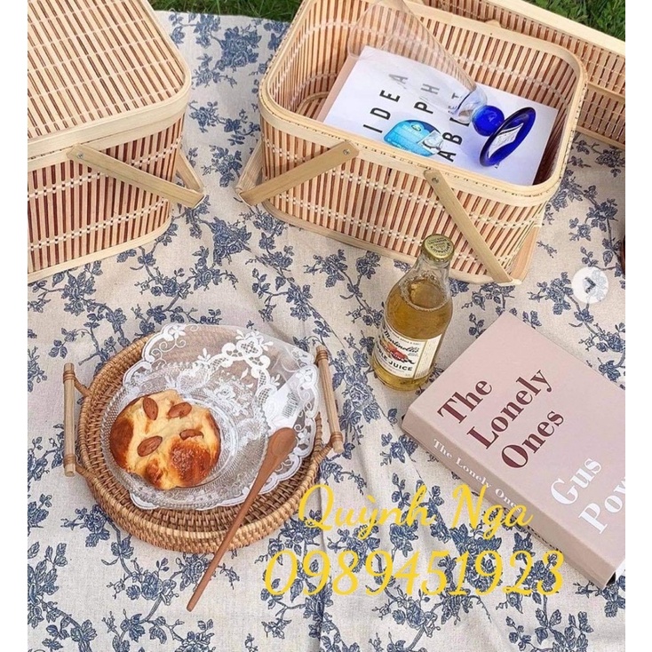 Giỏ mây đựng trái cây picnic/ đi du lịch/ trang trí tiện lợi